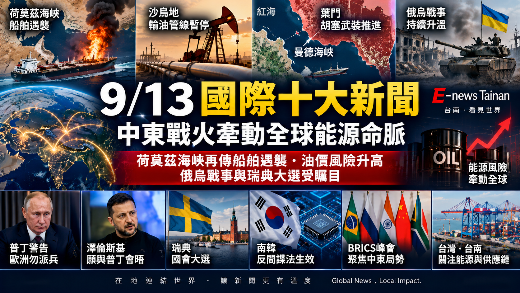 E-newsTainan 2026年9月13日國際十大新聞特色圖片