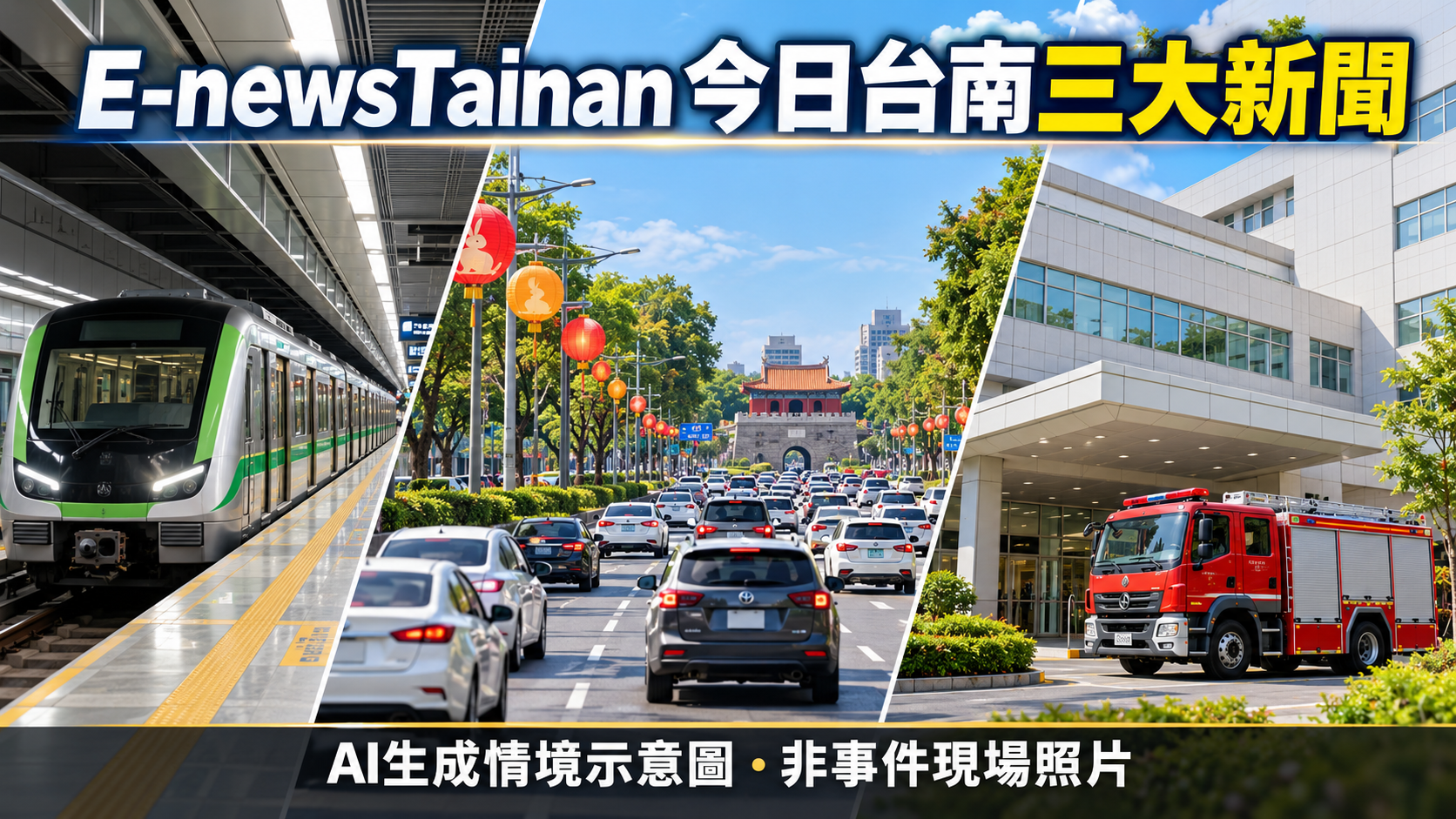 E-newsTainan今日台南三大新聞AI生成情境示意圖，非事件現場照片