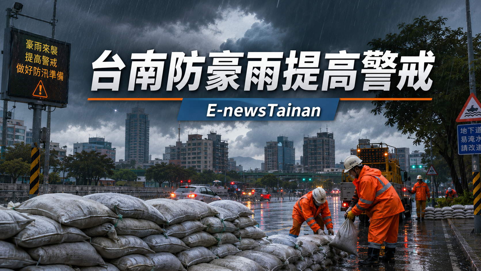 台南防豪雨提高警戒新聞示意圖