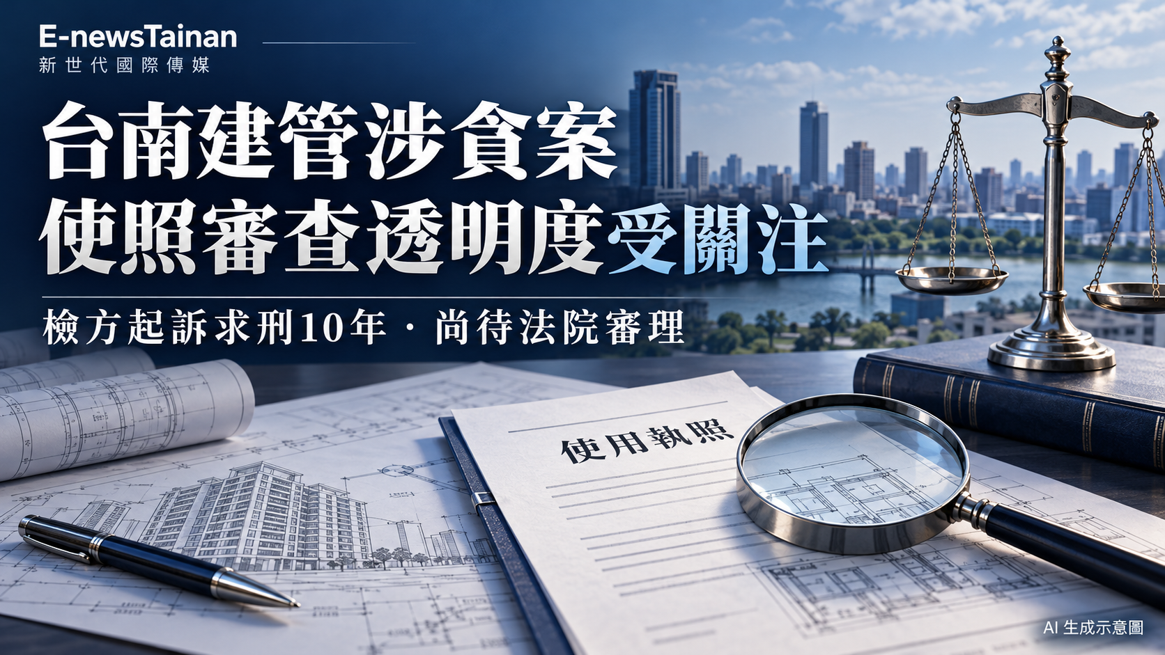 台南建管涉貪案與使用執照審查透明度，AI生成示意圖