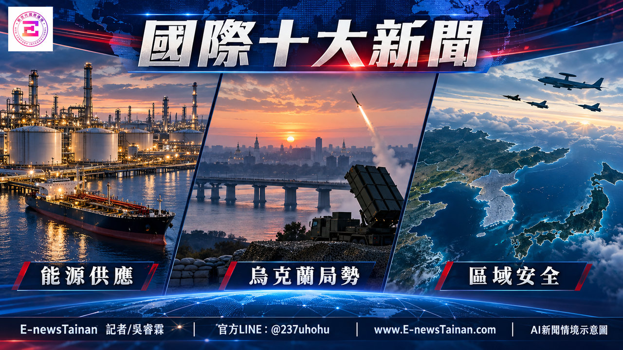 國際十大新聞AI情境示意圖：能源供應、烏克蘭局勢與區域安全