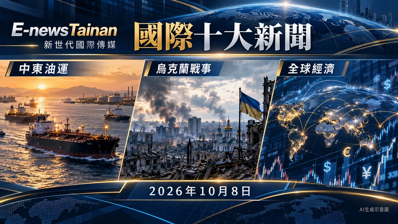 E-newsTainan 國際十大新聞：中東油運、烏克蘭戰事與全球經濟，AI生成示意圖